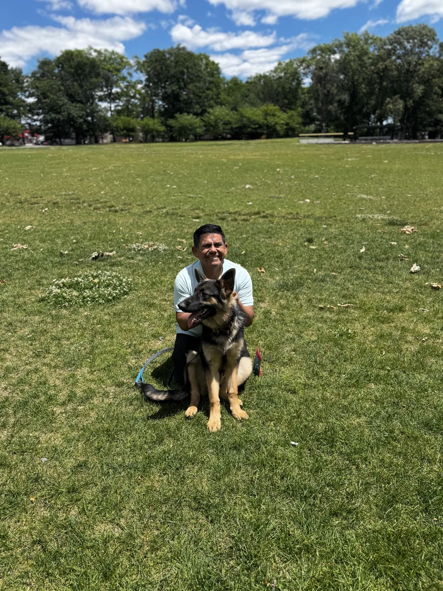 Dog practicing during private training